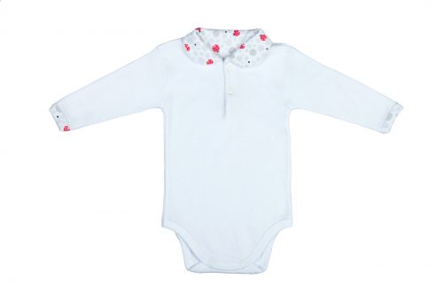 Body białe z kołnierzykiem "Biedronka" czerwona